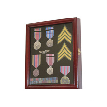 New Design Solid Wood Display Case Cabinet Shadow Box for Military Medals Black Custom Photo Frame